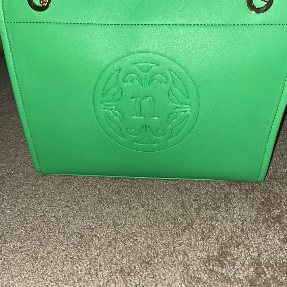 NWT Nanette Lepore Green Embossed Tote Bag